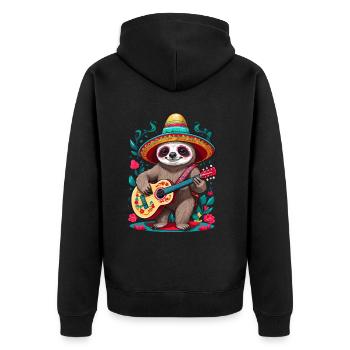 Sloth, Mariachi, Mexico, Music, Fiesta - Unisex Premium Organic Zip Hoodie - black - Back - Nico (187cm)