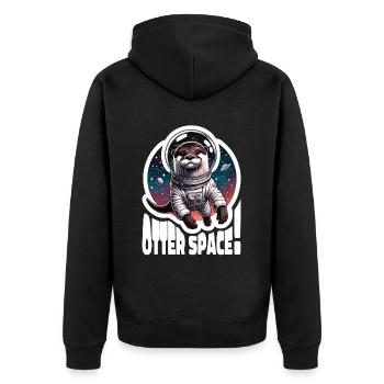 Otter Space Astronaut Weltall Otter Seeotter - Unisex Premium Bio Zip Hoodie - Schwarz - Hinten - Nico (187cm)
