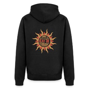 Schwesternschaft Soroitas Kleine Sonne - Unisex Premium Bio Zip Hoodie - Schwarz - Hinten - Nico (187cm)