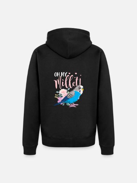 Budgie Bird Pet Parakeet Gift - Unisex Premium Organic Zip Hoodie - black
