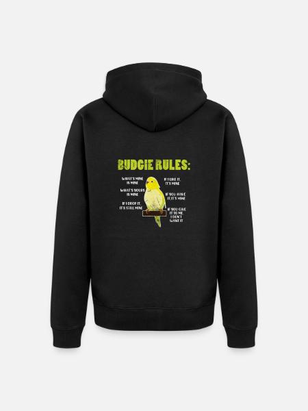 Budgerigar - Unisex Premium Organic Zip Hoodie - black