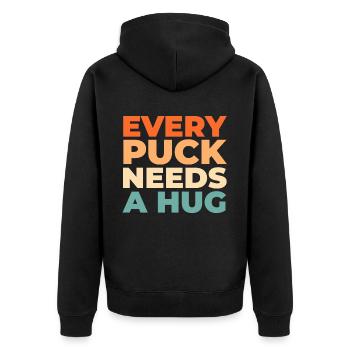 Ice Hockey Goalkeeper Goalkeeper Puck - Unisex Premium Organic Zip Hoodie - black - Back - Nico (187cm)