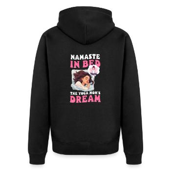Yoga Mom Namaste au lit : le rêve de la maman yoga - Veste à capuche bio Premium Unisexe - noir - Dos - Nico (187cm)