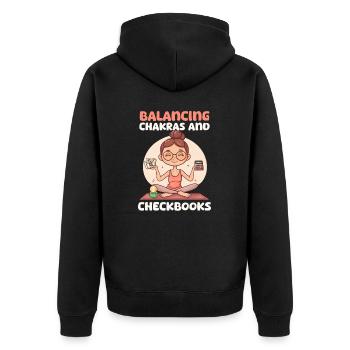 Yoga Maman équilibrant les chakras et les chéquiers - Veste à capuche bio Premium Unisexe - noir - Dos - Nico (187cm)