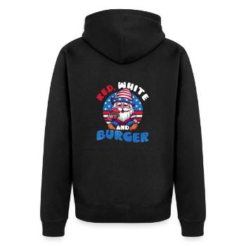 4 juillet Gnome américain rouge blanc et burger - Veste à capuche bio Premium Unisexe - noir - Dos - Nico (187cm)