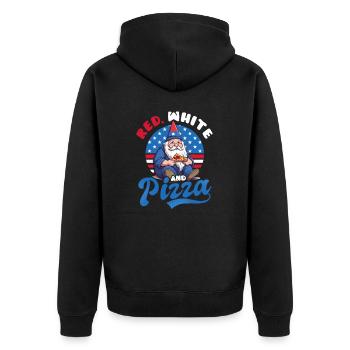 4. Juli Amerikanischer Gnom Rot Weiß Und Pizza - Unisex Premium Bio Zip Hoodie - Schwarz - Hinten - Nico (187cm)
