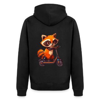 Raccoon Scooter - Unisex Premium Organic Zip Hoodie - black - Back - Nico (187cm)