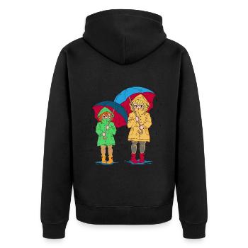 Fille, Frère Ou Sœur, Soeur, Parapluie - Veste à capuche bio Premium Unisexe - noir - Dos - Nico (187cm)