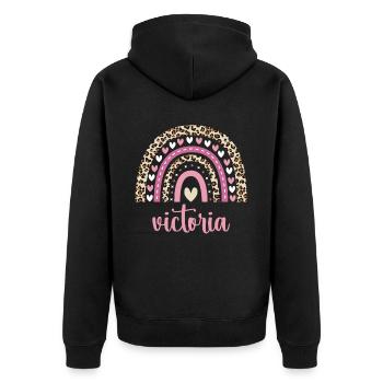Victoria Regenbogen Name Geburtstag Victoria - Unisex Premium Bio Zip Hoodie - Schwarz - Hinten - Nico (187cm)