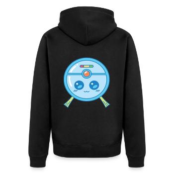 Süßer Saugroboter Staubsauger Kawaii - Unisex Premium Bio Zip Hoodie - Schwarz - Hinten - Nico (187cm)