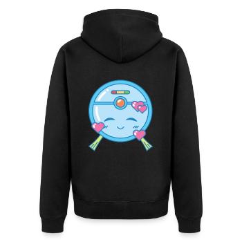 Liebenswerter Saugroboter Kawaii - Unisex Premium Bio Zip Hoodie - Schwarz - Hinten - Nico (187cm)