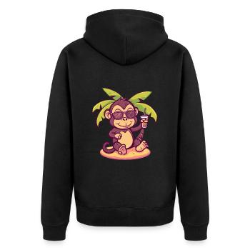 Monkey Summer Beach Vacation - Unisex Premium Organic Zip Hoodie - black - Back - Nico (187cm)