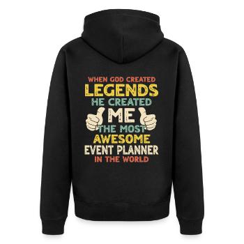 Event Planer - Unisex Premium Bio Zip Hoodie - Schwarz - Hinten - Nico (187cm)