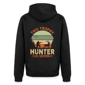 The Hunting Birthday Adventure Awaits You - Unisex Premium Organic Zip Hoodie - black - Back - Nico (187cm)