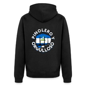 Nicaragua Nicaragisch Pinoleroy Orgulloso - Unisex Premium Bio Zip Hoodie - Schwarz - Hinten - Nico (187cm)