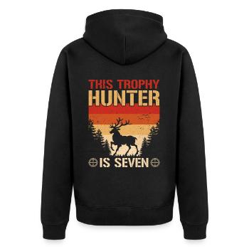 7th Year Hunting Birthday Party for Children, Duck, - Unisex Premium Organic Zip Hoodie - black - Back - Nico (187cm)