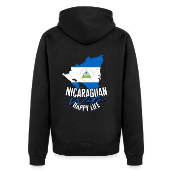 Nicaragua Nicaragisch Nicaraguan Wife Happy Life - Unisex Premium Bio Zip Hoodie - Schwarz - Hinten - Nico (187cm)