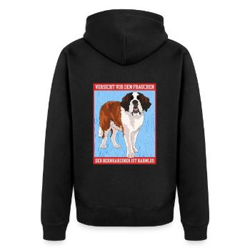 Bernhardiner Frauchen St. Bernhardshund Geschenk - Unisex Premium Bio Zip Hoodie - Schwarz - Hinten - Nico (187cm)