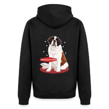 Bernhardiner Frauchen St. Bernhardshunde Geschenk - Unisex Premium Bio Zip Hoodie - Schwarz - Hinten - Nico (187cm)