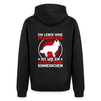 Life without Harzer Fuchs Herding Dog Herding Fox - Unisex Premium Organic Zip Hoodie - black - Back - Nico (187cm)