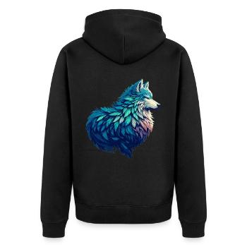 Wolf Stehend Majestätisch In Einem - Unisex Premium Bio Zip Hoodie - Schwarz - Hinten - Nico (187cm)
