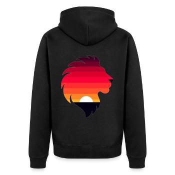 Silhouette d’un lion avec coucher de soleil - Veste à capuche bio Premium Unisexe - noir - Dos - Nico (187cm)