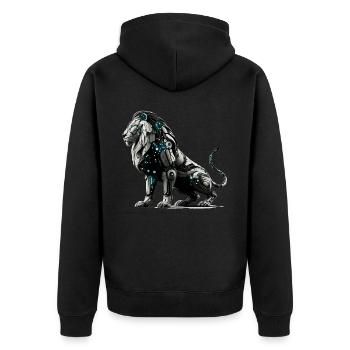 Lion cybernétique futuriste - Veste à capuche bio Premium Unisexe - noir - Dos - Nico (187cm)
