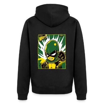 anti-héros comique de bande dessinée cool, la politique craint - Veste à capuche bio Premium Unisexe - noir - Dos - Nico (187cm)