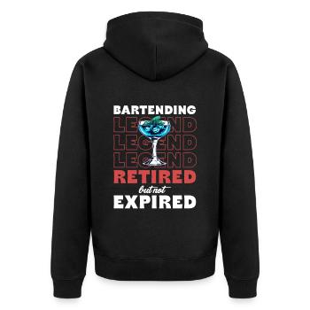 Barkeeper-legende Im Ruhestand, Aber Nicht - Unisex Premium Bio Zip Hoodie - Schwarz - Hinten - Nico (187cm)