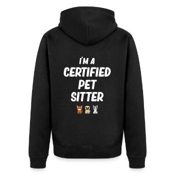 I'm a Certified Pet Sitter Funny - Unisex Premium Organic Zip Hoodie - black - Back - Nico (187cm)