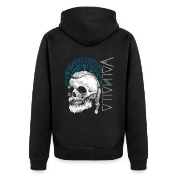 Wikinger Tshirt Viking Valhalla Walhalla Gott Odin - Unisex Premium Bio Zip Hoodie - Schwarz - Hinten - Nico (187cm)