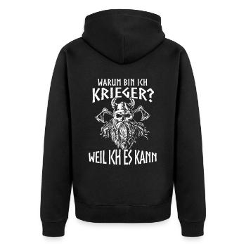 Viking Tshirt Viking Valhalla Valhalla God Odin - Unisex Premium Organic Zip Hoodie - black - Back - Nico (187cm)