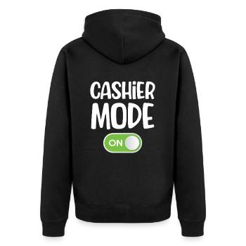Cashier mode for accountant, clerk, - Unisex Premium Organic Zip Hoodie - black - Back - Nico (187cm)