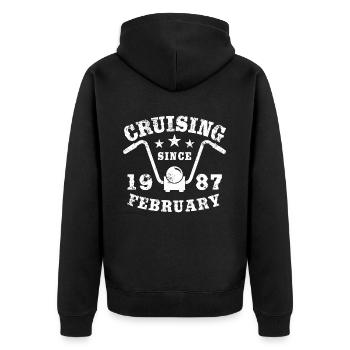Cruising Biker Geburtstag Februar 1987 Motorrad - Unisex Premium Bio Zip Hoodie - Schwarz - Hinten - Nico (187cm)