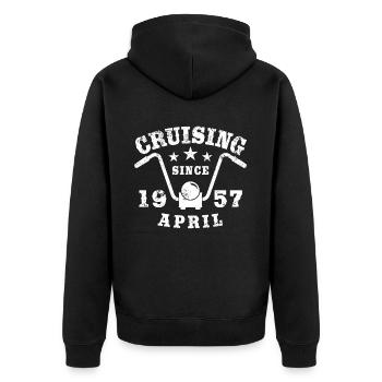 Cruising Biker Geburtstag April 1957 Motorrad - Unisex Premium Bio Zip Hoodie - Schwarz - Hinten - Nico (187cm)