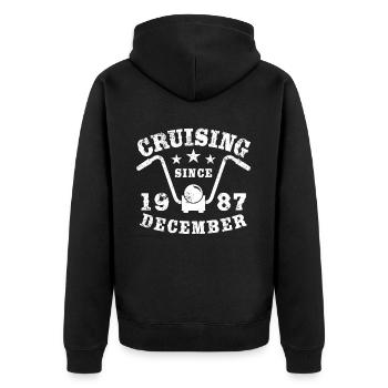 Cruising Biker Geburtstag Dezember 1987 Motorrad - Unisex Premium Bio Zip Hoodie - Schwarz - Hinten - Nico (187cm)