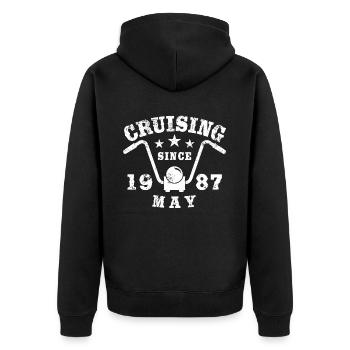 Cruising Biker Geburtstag Mai 1987 Motorrad - Unisex Premium Bio Zip Hoodie - Schwarz - Hinten - Nico (187cm)