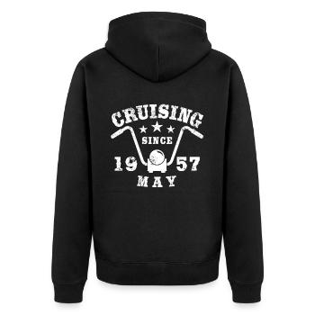 Cruising Biker Geburtstag Mai 1957 Motorrad - Unisex Premium Bio Zip Hoodie - Schwarz - Hinten - Nico (187cm)