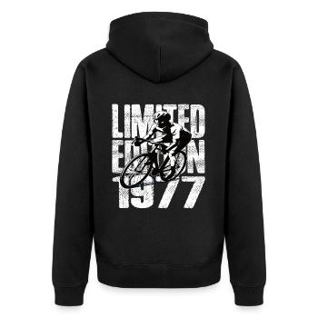 Limited Edition 1977 Limited Edition Geburtstag - Unisex Premium Bio Zip Hoodie - Schwarz - Hinten - Nico (187cm)
