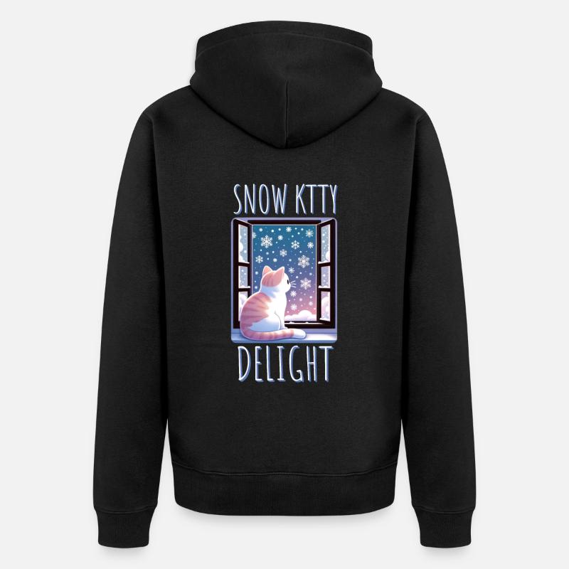 Chat Snow Kitty Delight - Veste à capuche bio Premium Unisexe - noir