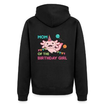 Mom Of The Birthday Girl Axolotl - Unisex Premium Bio Zip Hoodie - Schwarz - Hinten - Nico (187cm)