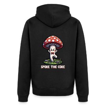 Spore the Core - Mushroom Yoga - Unisex Premium Organic Zip Hoodie - black - Back - Nico (187cm)