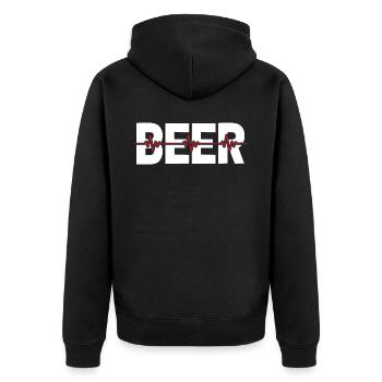 Beer Beer Lover Ekg Heartbeat - Unisex Premium Organic Zip Hoodie - black - Back - Nico (187cm)