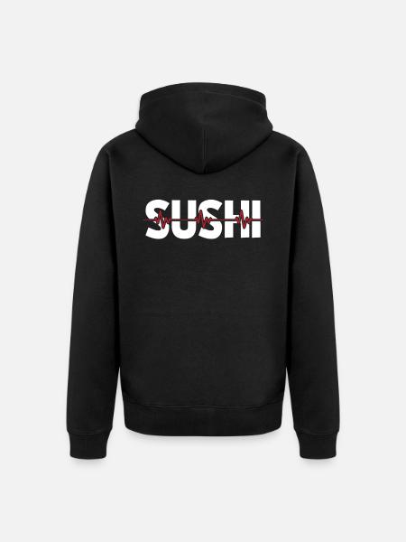 Sushi Ekg Heartbeat - Unisex Premium Organic Zip Hoodie - black