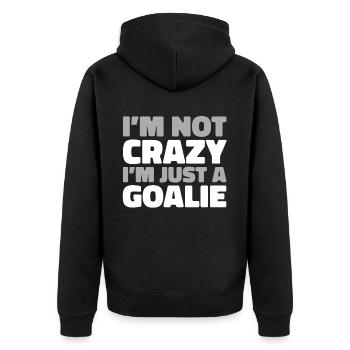 Eishockey Torwart - Unisex Premium Bio Zip Hoodie - Schwarz - Hinten - Nico (187cm)