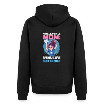 Maman de volley-ball Mon service vaut mieux que ma patience - Veste à capuche bio Premium Unisexe - noir - Dos - Nico (187cm)