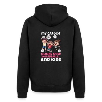 Volley-ball Maman Cardio Chasing Volleyballs Et Enfants - Veste à capuche bio Premium Unisexe - noir - Dos - Nico (187cm)