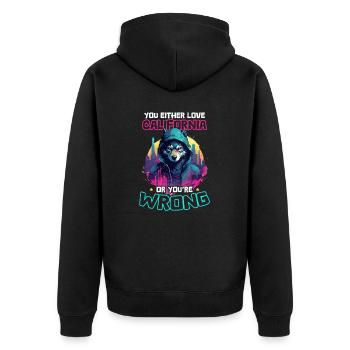 Les amoureux de la Californie vivent en Californie ou à Wron - Veste à capuche bio Premium Unisexe - noir - Dos - Nico (187cm)