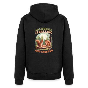 California Lover California Call I Go - Unisex Premium Bio Zip Hoodie - Schwarz - Hinten - Nico (187cm)