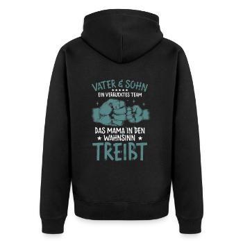 Father & Son a Crazy Team Partner Look - Unisex Premium Organic Zip Hoodie - black - Back - Nico (187cm)